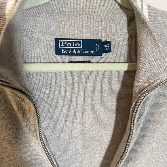 Vtg Polo Ralph Lauren Full Zip Sweater Size XLT Tall Bomber Reverse Weave RARE - Picture 8 of 11